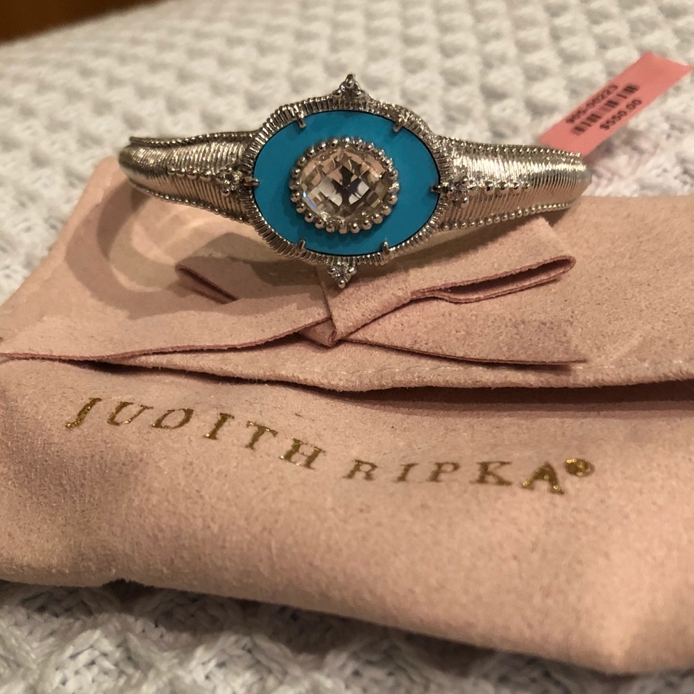 NWT Judith Ripka turquoise and white topaz cuff